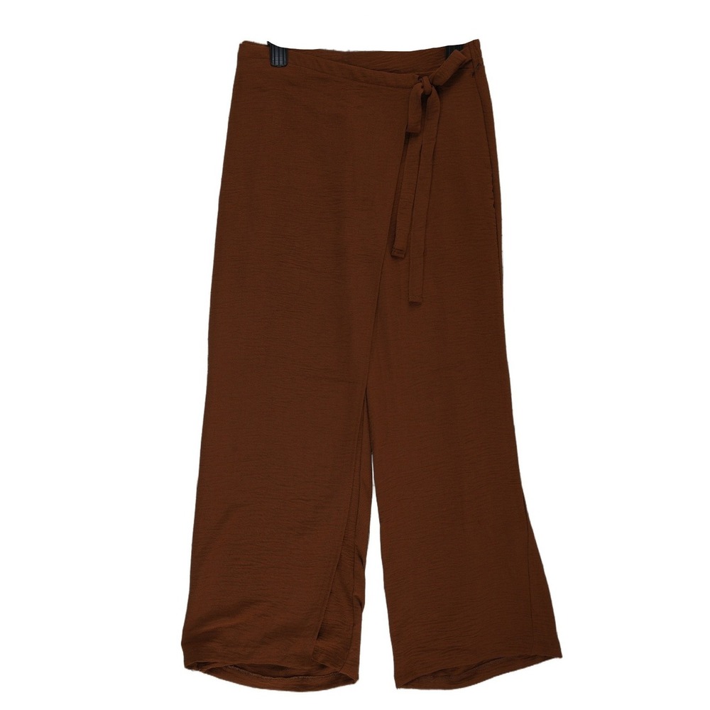 Jules & Leopold Wrap Pants Trousers Women's Size Small Brown Wide Leg Tie Waist